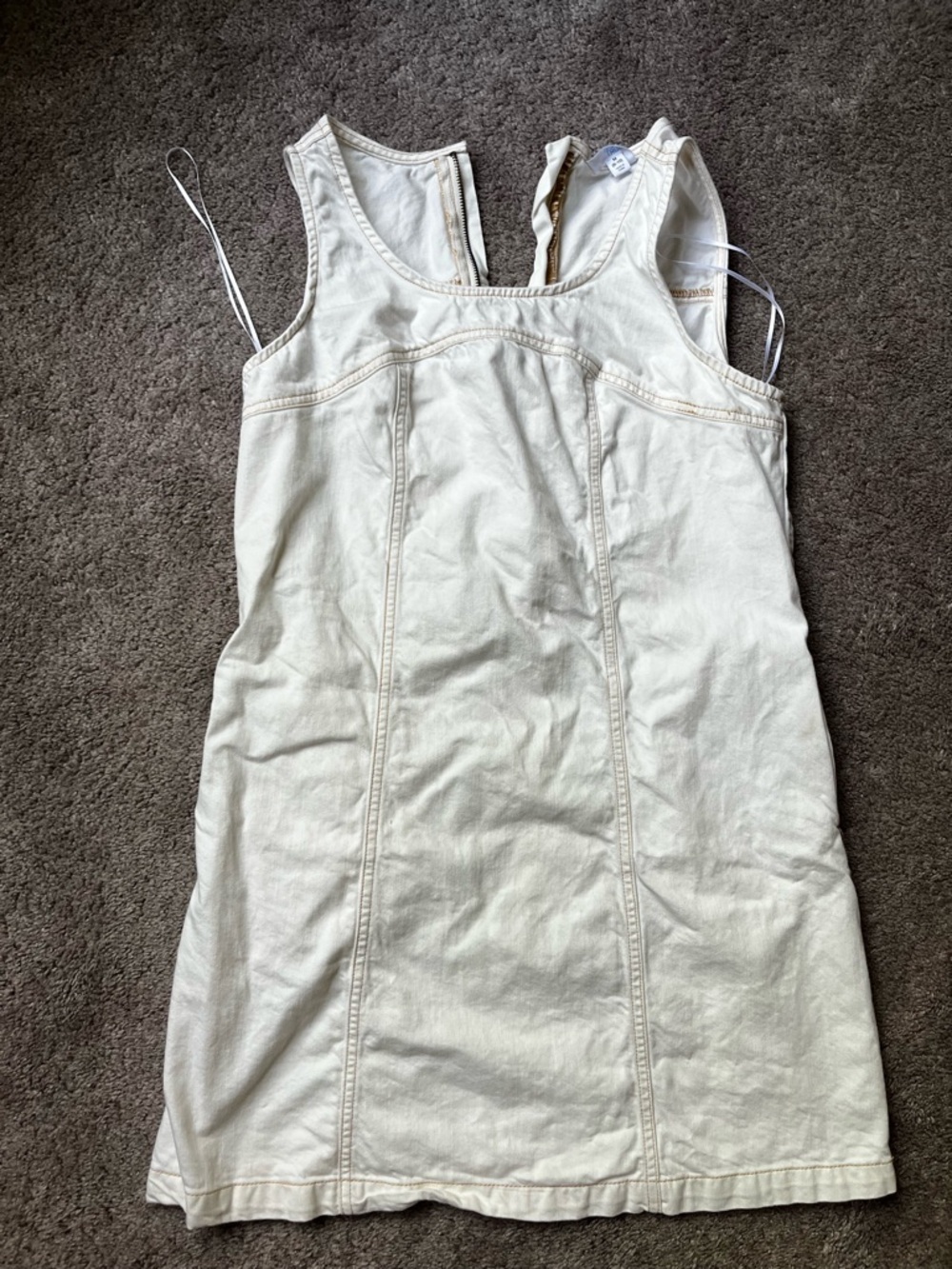 Cream Sleeveless Denim Dress